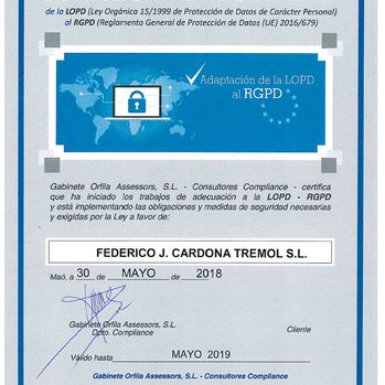 Federico J. Cardona Trémol certificado de adaptación