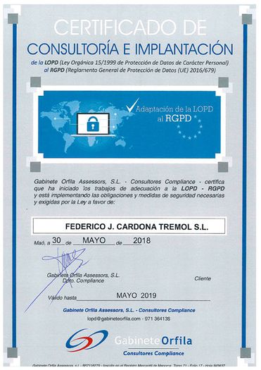 Federico J. Cardona Trémol certificado de adaptación